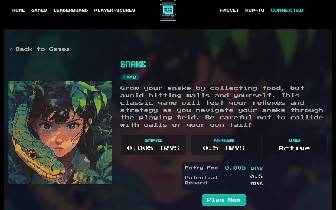Game Snake trên Irys