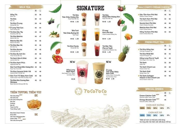 Giá trà sữa TocoToco khá bình dân