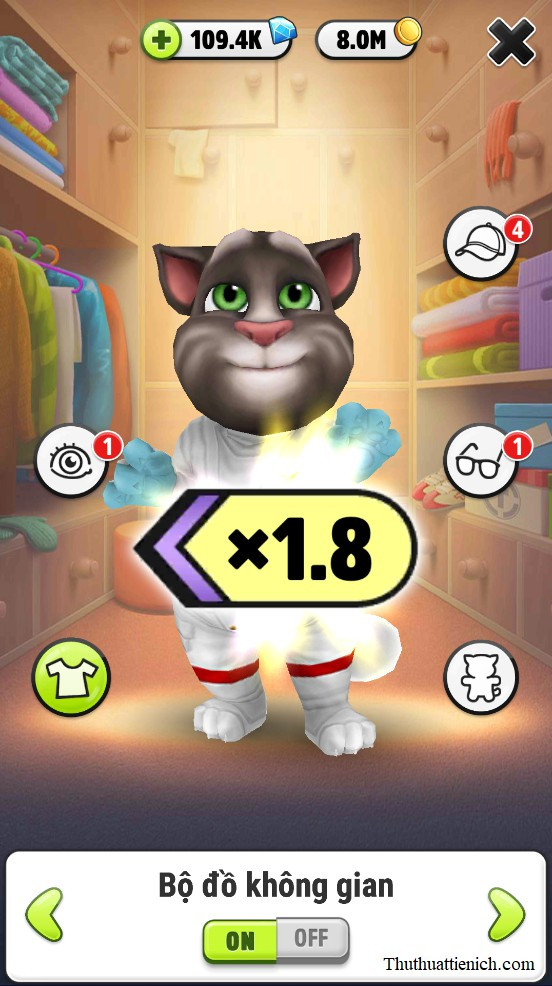 Giao diện chính của My Talking Tom sau khi cài đặt Mod