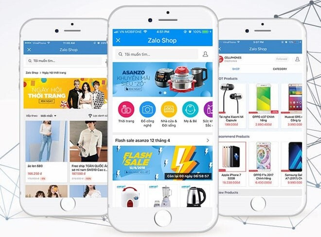 Giao diện của Zalo Shop