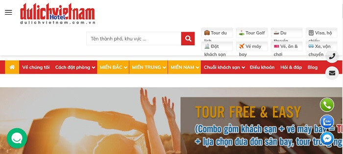 Giao diện đặt phòng tại Hotel.dulichvietnam.com.vn