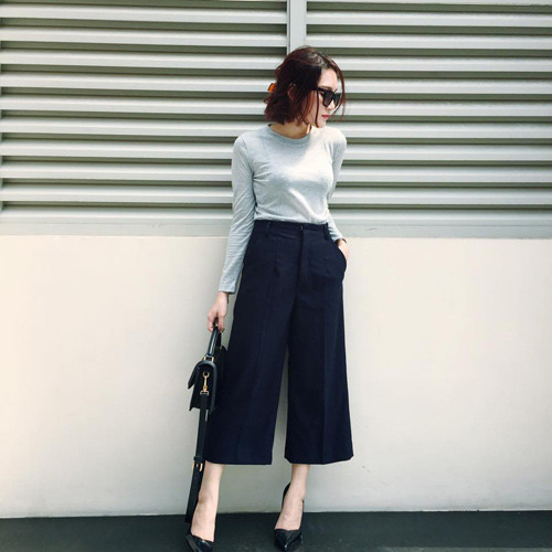 Giày cao gót kết hợp với Culottes