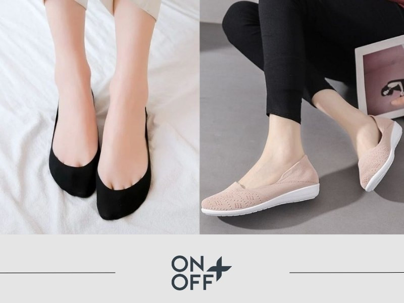 Giày loafer với tất lười nữ
