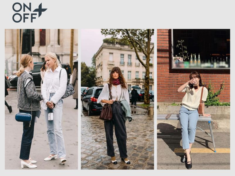 Giày Mary Jane với quần jeans ống loe