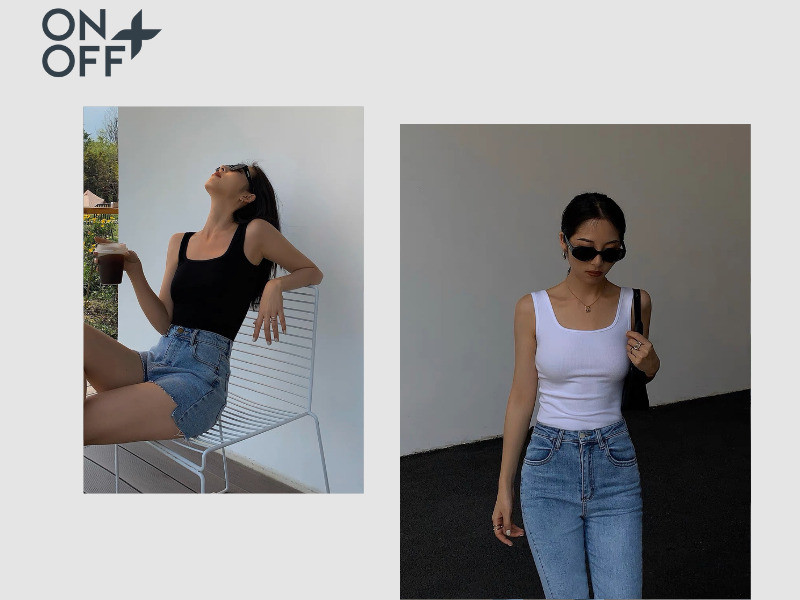 gợi ý outfit với áo hai dây dáng ôm