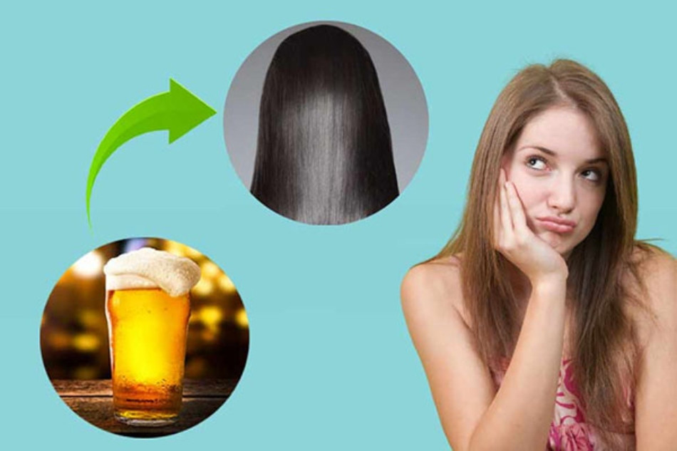 Hạn chế tóc bết bằng bia gội đầu