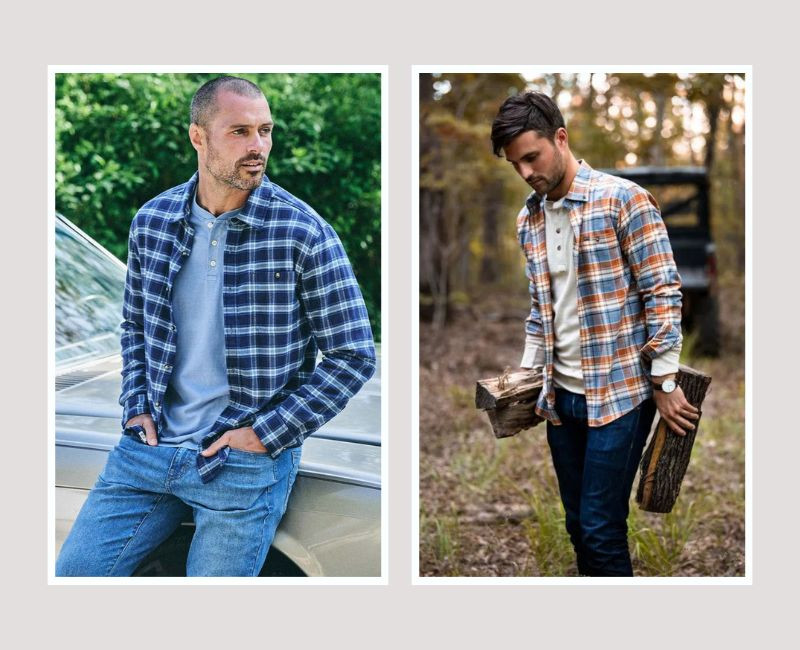 Henley phối với flannel