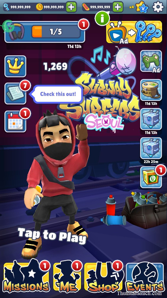 Hình ảnh khi chơi game Subway Surfers Mod