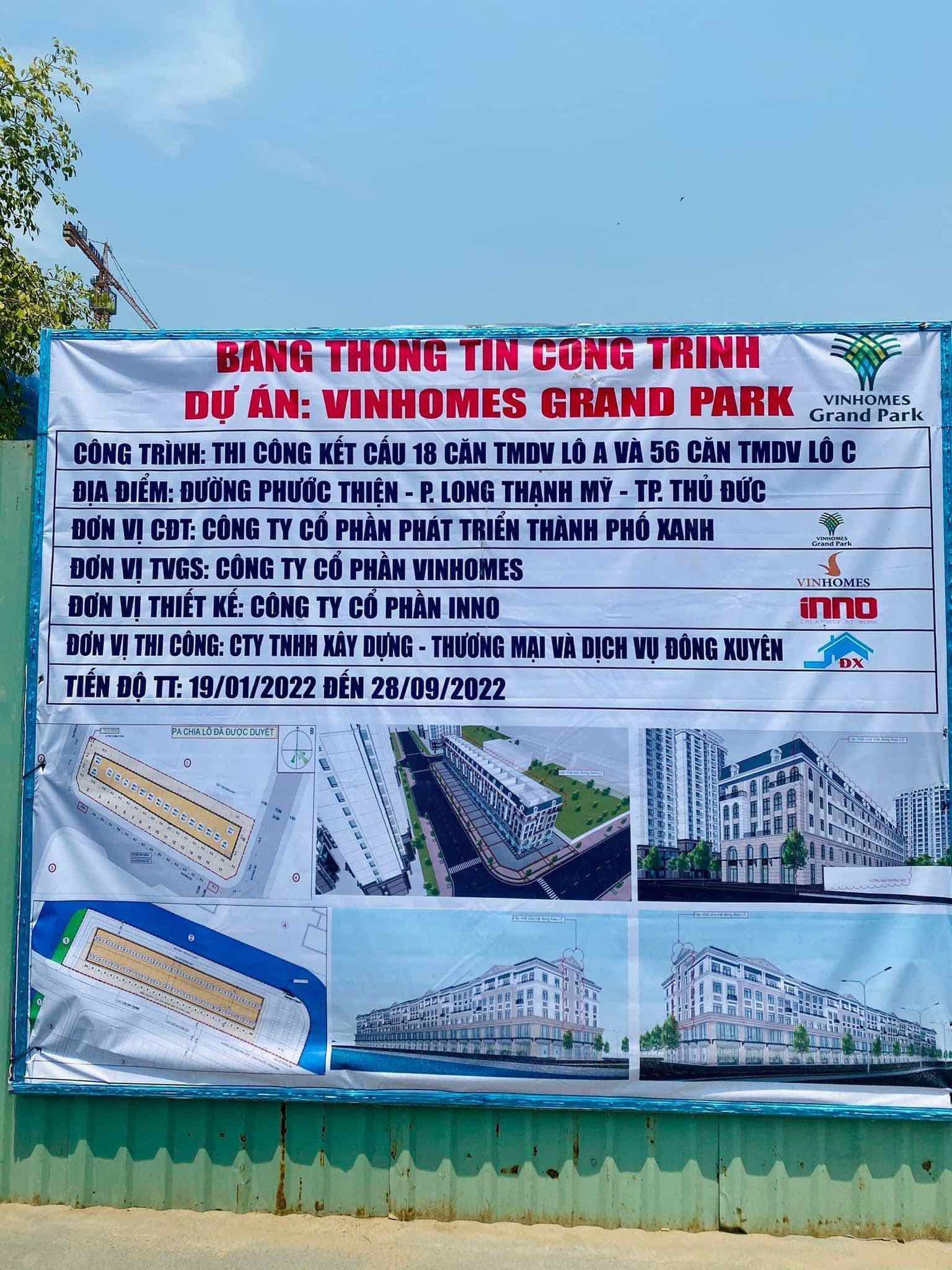 74 Căn Shop thương mại dịch vụ Vinhomes Grand Park sẵn sàng chào sân
