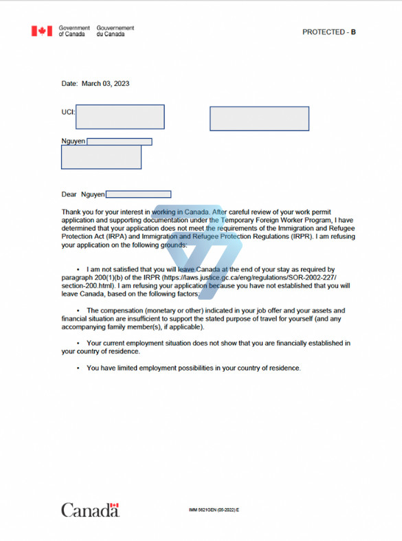 Những Lý Do Bị Từ Chối Cấp Visa Work Permit Canada?