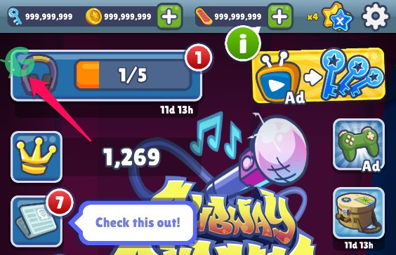 Hướng dẫn bật hacks trong game Subway Surfers