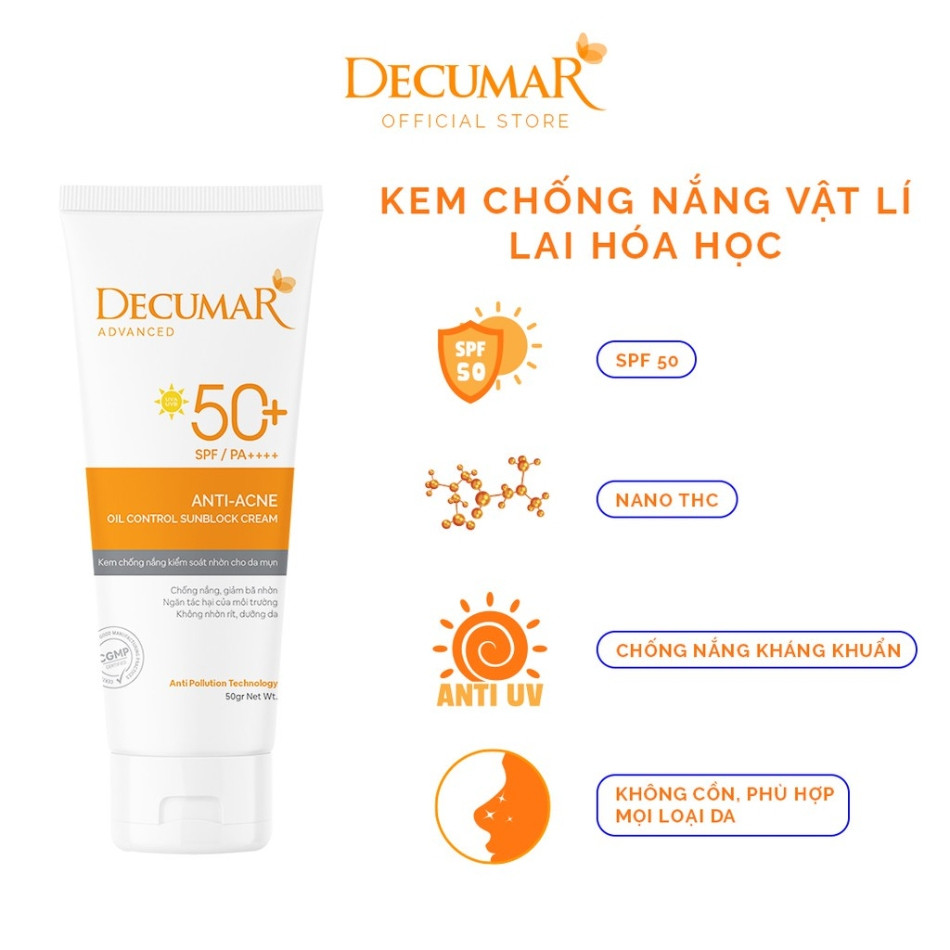 Kem Chống Nắng Decumar Anti-Acne Oil Control Sunblock Cream