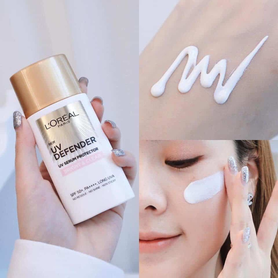 Kem chống nắng nâng tone L'Oreal Paris UV Defender Bright &amp; Clear UV Serum Protector SPF 50+ PA++++