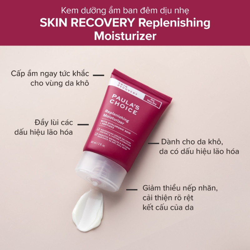 Kem dưỡng ẩm Paula’s Choice Skin Recovery Replenishing Moisturizer giúp cấp ẩm tức thì cho da khô