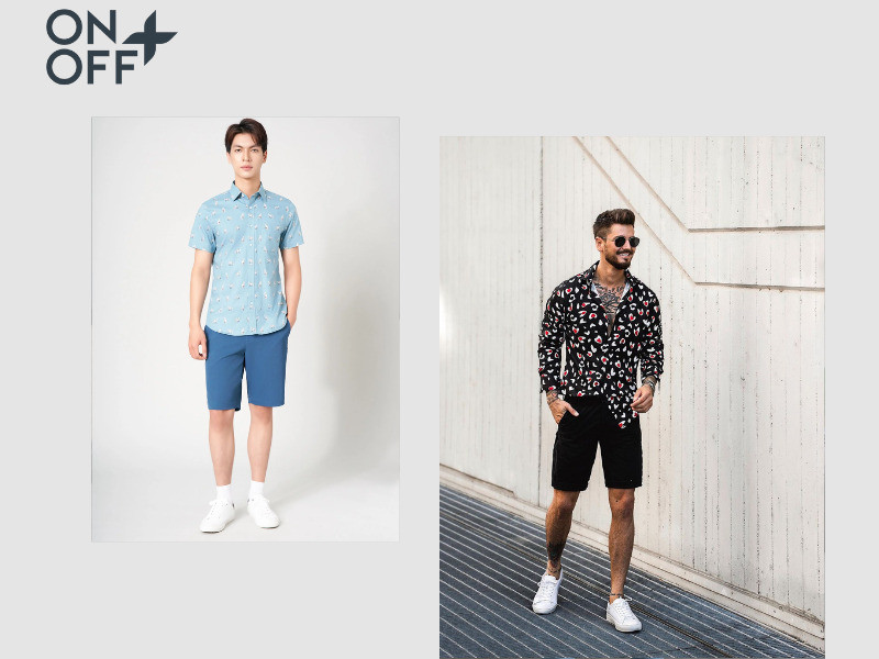 Kết hợp quần short với sơ mi họa tiết giúp bạn trông phóng khoáng hơn