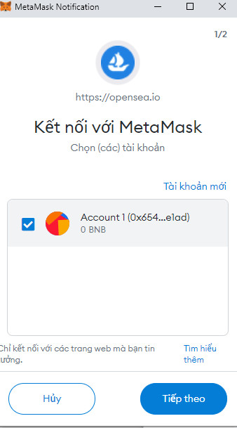 Kết nối MetaMask với OpenSea