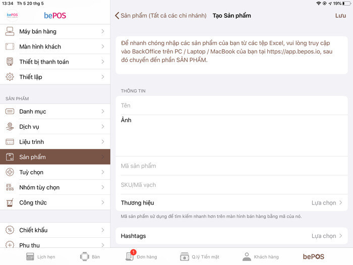 Khai báo hàng hóa mới trên phần mềm