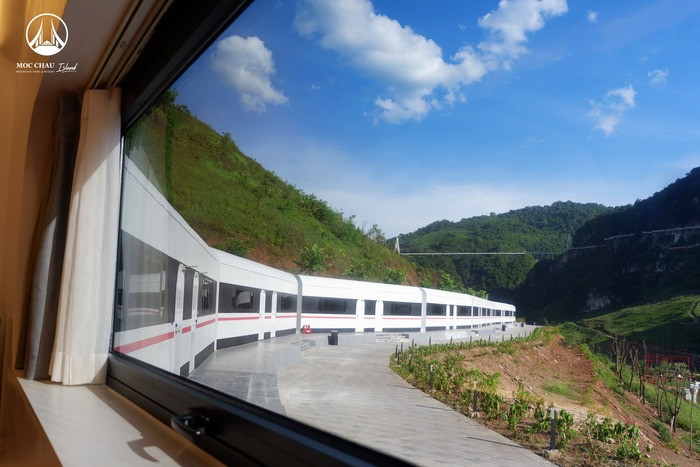 Không gian phòng nghỉ dưỡng sang trọng tại khách sạn đoàn tàu ở Mộc Châu
