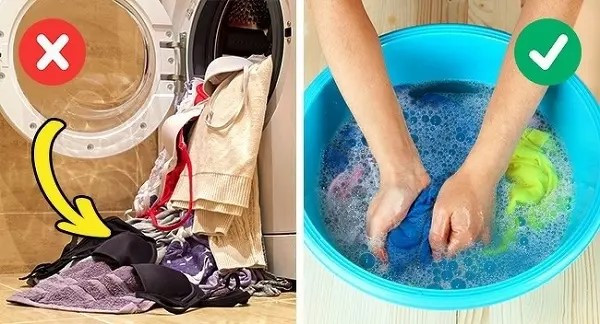 Không nên giặt chung đồ lót với đồ thường