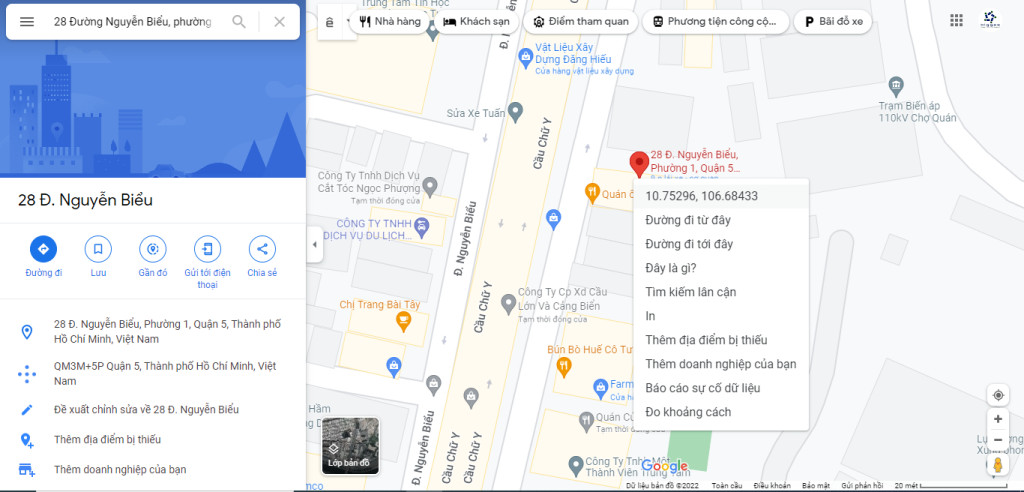 Lấy tọa độ từ Google Map