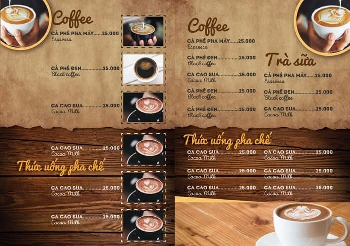 Lên menu cho quán cà phê mang đi