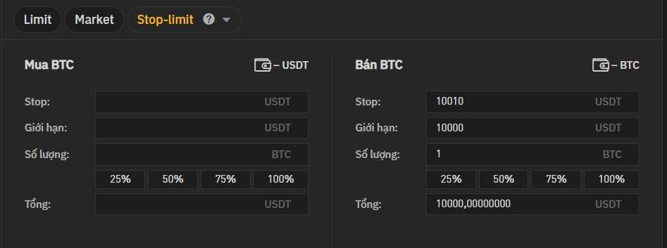Lệnh dừng giới hạn BTC