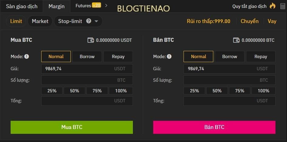 Lệnh Margin sàn Binance