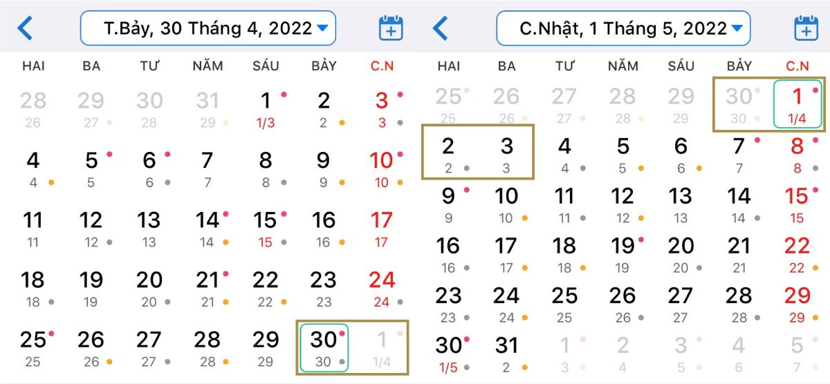 Lịch nghỉ lễ 30/04 - 01/05/2023