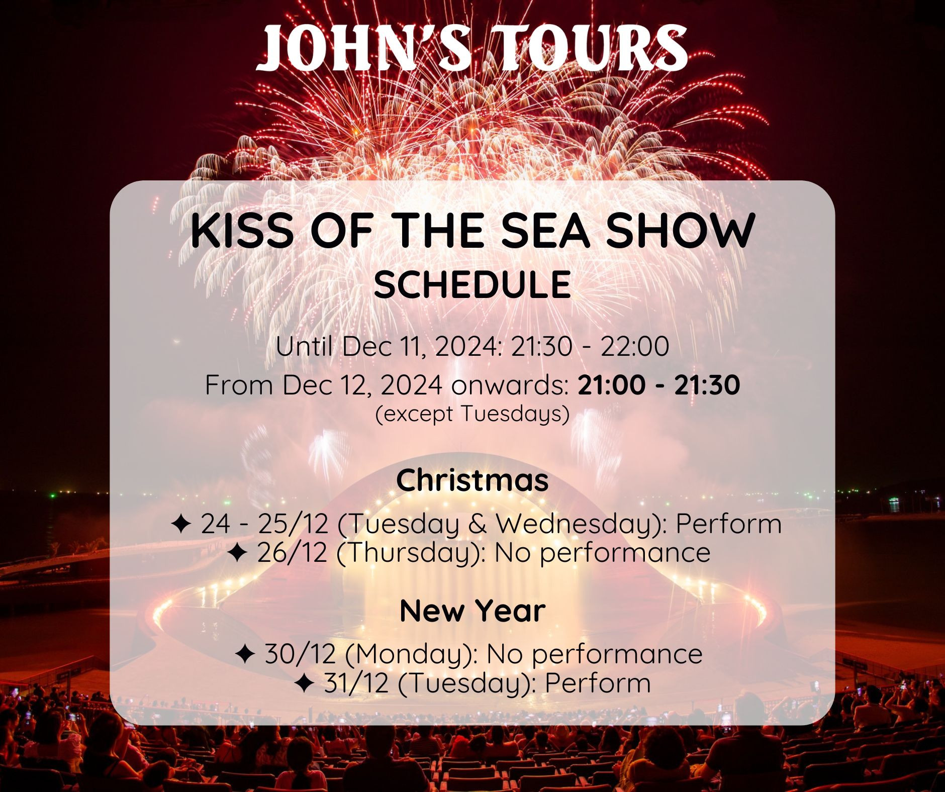 Kiss Of The Sea Phu Quoc Show: Schedule Changing Announcement
