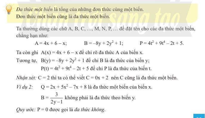 Đa thức một biến lớp 7: Kiến thức và bài tập cơ bản