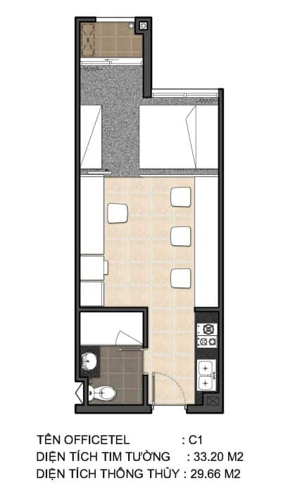 Mặt bằng chi tiết căn hộ Officetel C1 SkyCenter