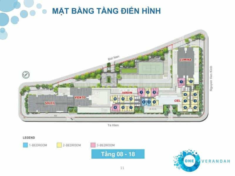 Mặt bằng từ tầng 8-18 của One Verandah