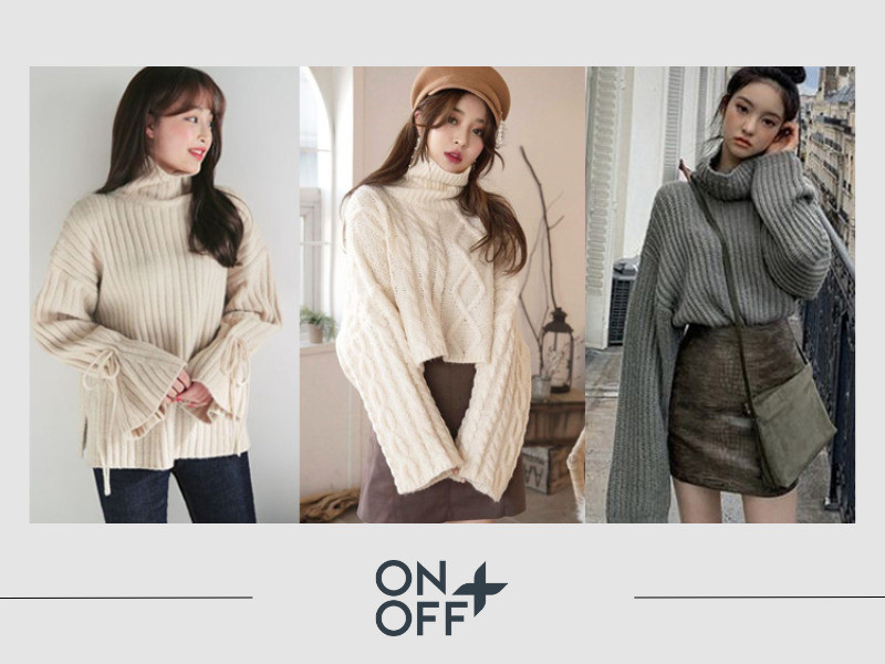 Học cách phối đồ với áo len cổ lọ nữ chuẩn style idol Hàn Quốc