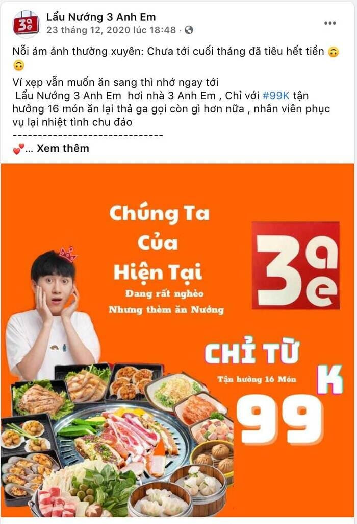 Mẫu bài viết quảng cáo quán ăn bắt trend