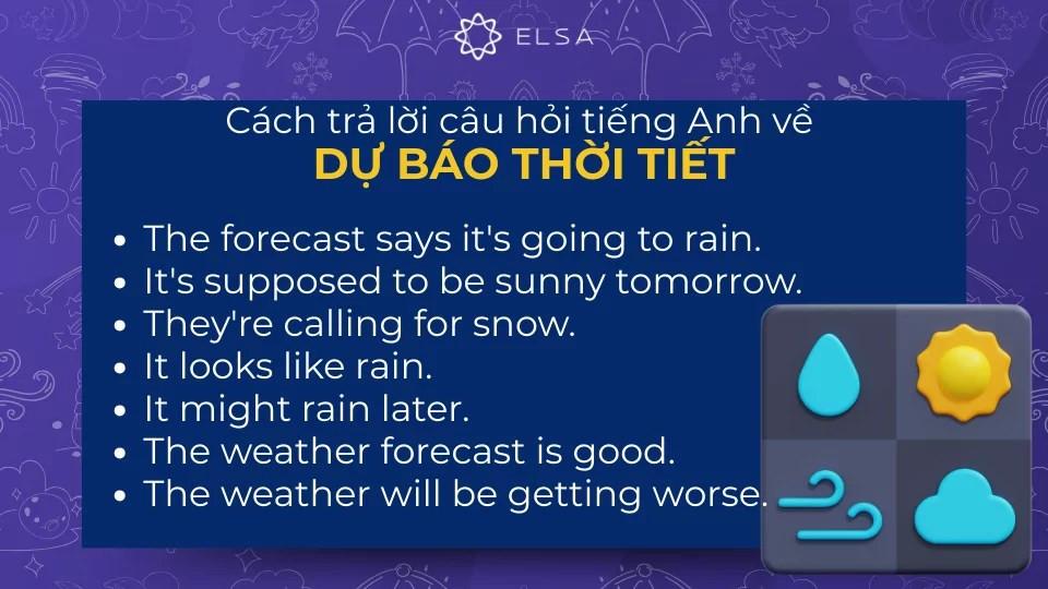 Mẫu câu trả lời về dự báo thời tiết