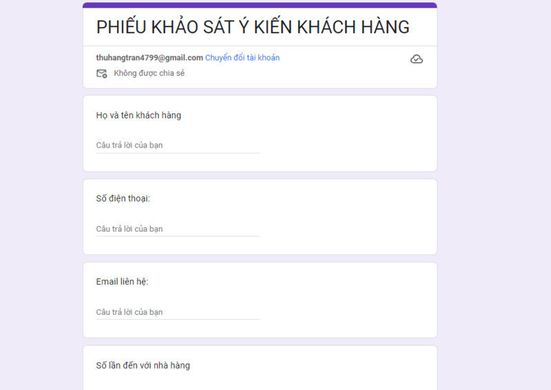 Mẫu khảo sát ý kiến khách hàng phổ biến