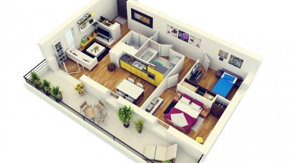 Mẫu thiết kế căn hộ Fresca Riverside mẫu 3