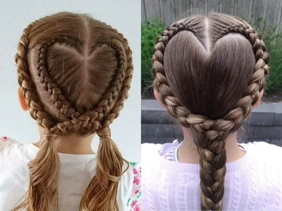 Mẫu tóc tết hình trái tim