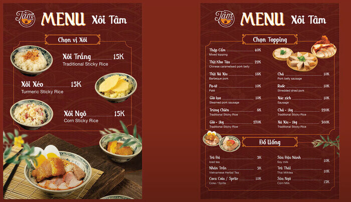 Menu đa dạng để thu hút khách hàng
