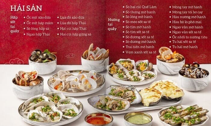 Menu nhà hàng 5 sao dạng Buffet