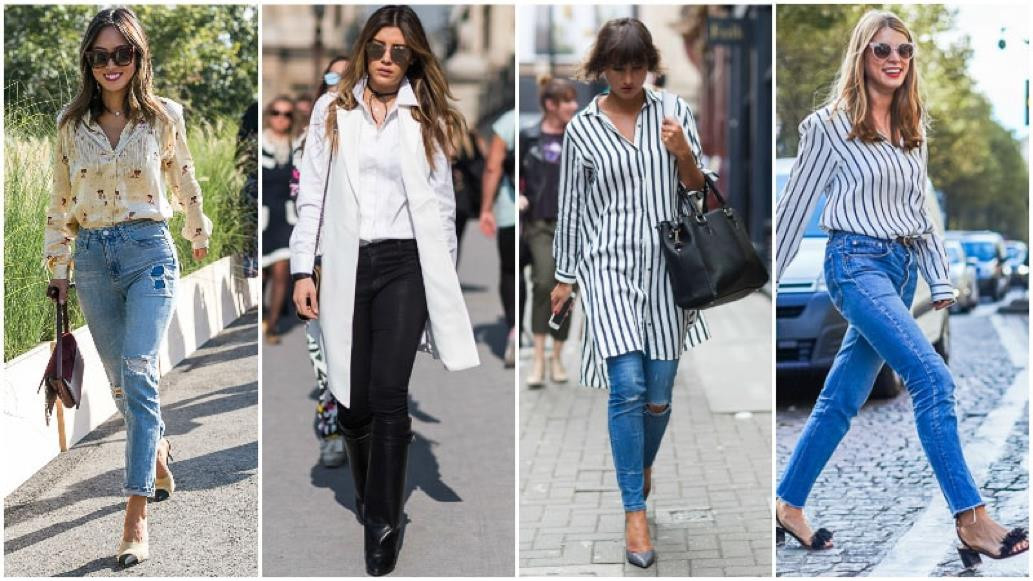 Mix áo sơ mi với quần skinny