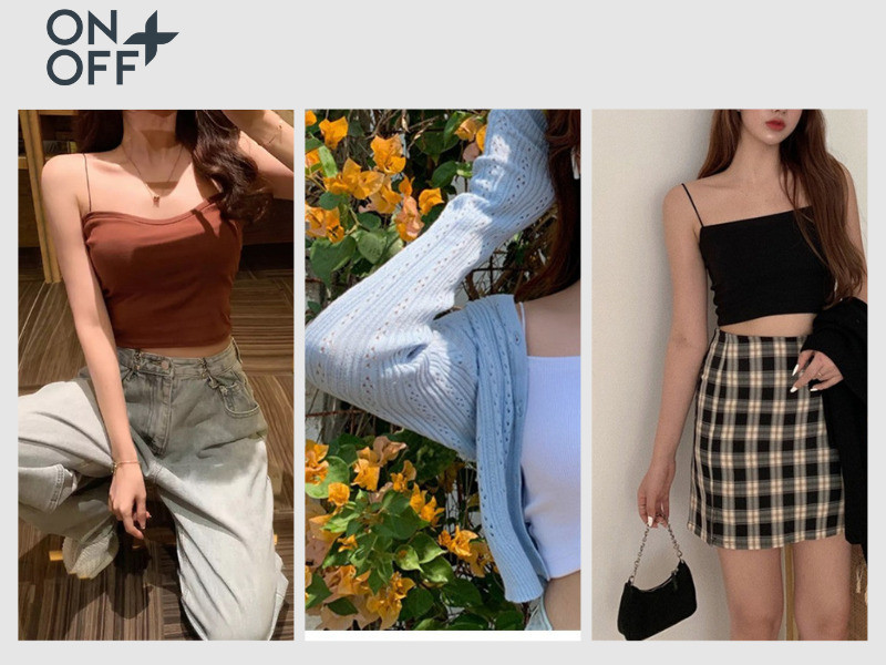 mix đồ với áo hai dây sợi bún