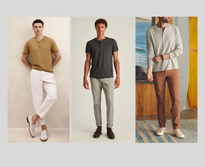 Mix Henley với quần chinos