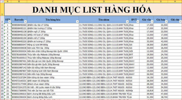 Một trong những ưu điểm của file Excel là thống kê chi tiết và khoa học