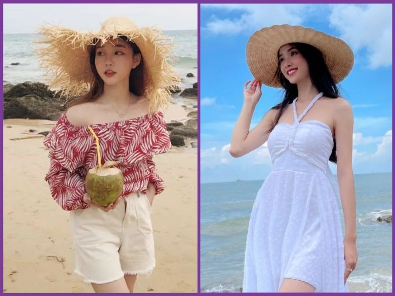 Mũ cói đi biển