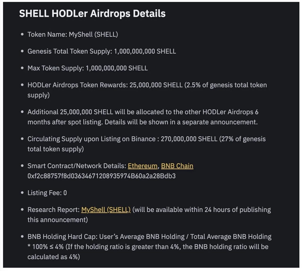 MyShell trên Binance HODLer Airdrop