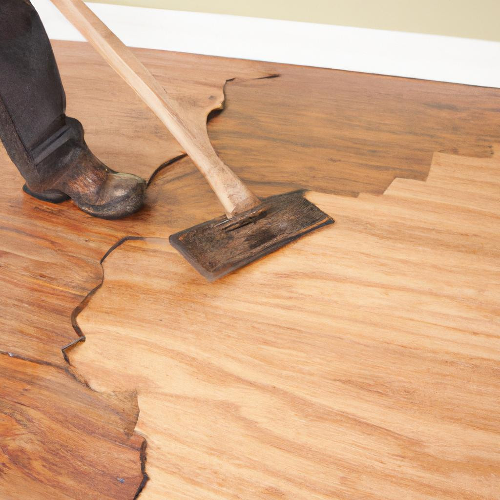 Người sử dụng các công cụ để tháo sàn gỗ tự nhiên