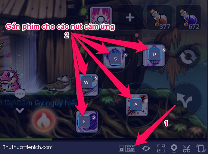 Nhấn nút Thiết lập bàn phím rồi gán phím cho các Skill