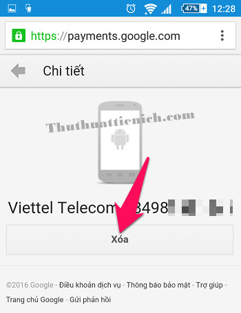 Nhấn nút Xóa