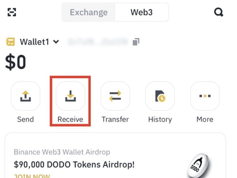 Nhận token trên Ví Web3